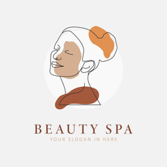 Elegant women line art logo for beauty