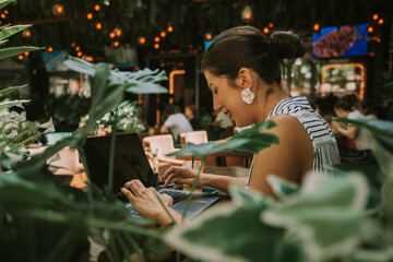 Close up of business woman working