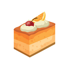 Cake pastries and cheesecakes. Vector illustrations of sweets isolated on white background.