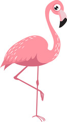 Cute cartoon flamingo. Cartoon character. pink flamingo stands on one leg