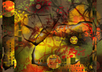 Obraz na płótnie Canvas Abstract background with painting. Autumn. Sunset