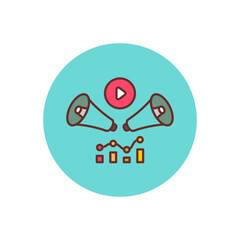 Video Advertising Report icon in vector. Logotype