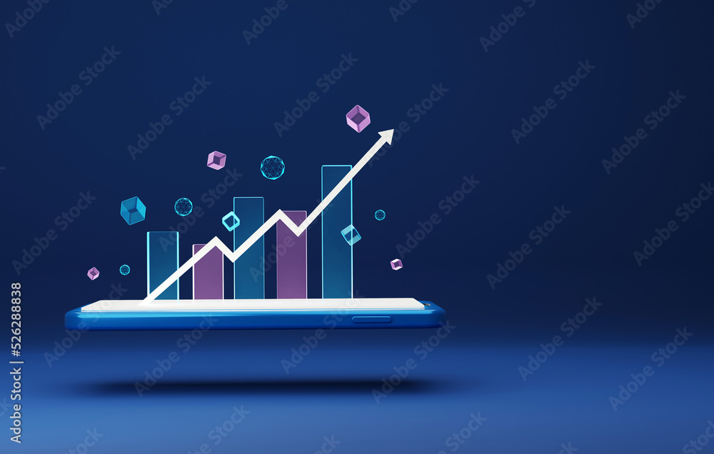 Poster incremental graphs and arrows on smartphones.