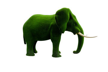 elephant made of grass isolated on white background