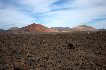 Lava soil and mountains Lanzarote, Spain