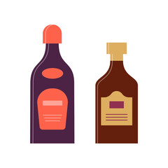 Bottle of whiskey or liquor, great design for any purposes. Flat style. Color form. Party drink concept. Simple image shape