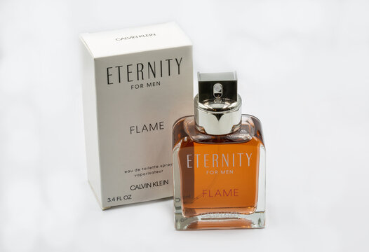 Calvin Klein Eternity Flame fragrance for men bottle on white.