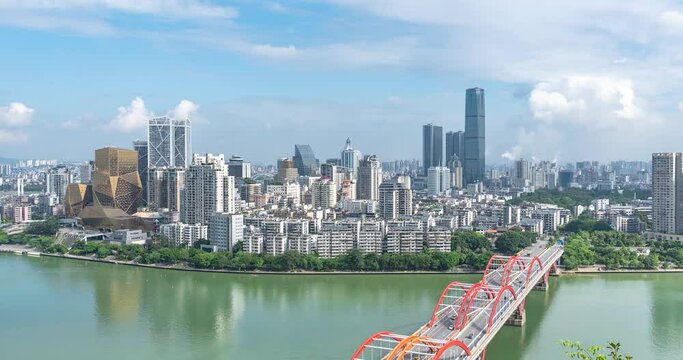 aerial photography of liuzhou liujiang city skyline