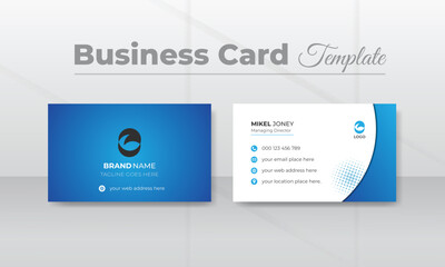 Blue modern clean business card with flat user interface pastel design template