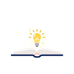Open book with light bulb. Square banner. Concept of imagination, creativity, research, solution. Vector illustration, flat design © frikota