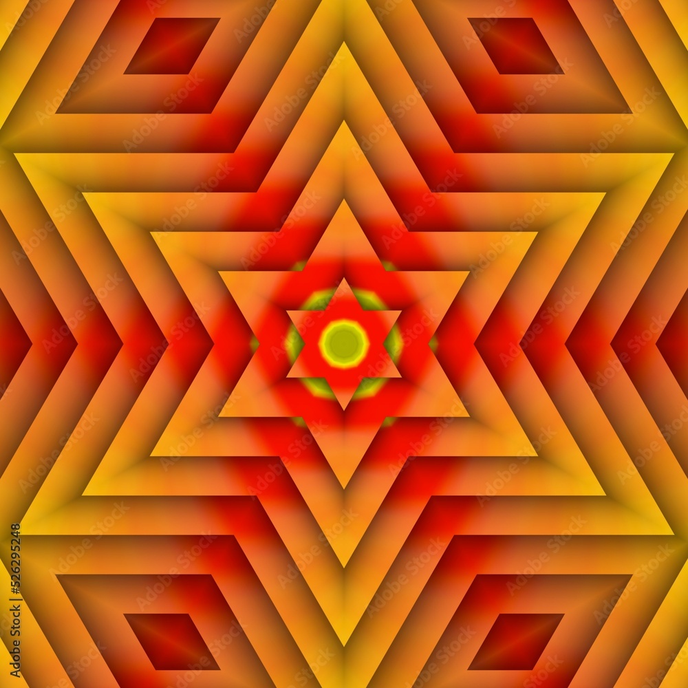 Poster creative vivid yellow triangular concentric and red colour gradient designs