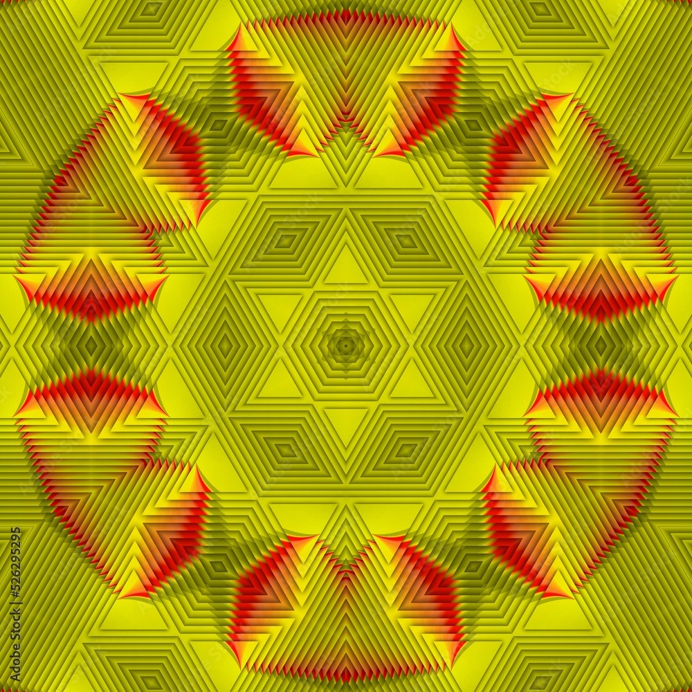 Poster creative vivid yellow triangular concentric and red colour gradient designs