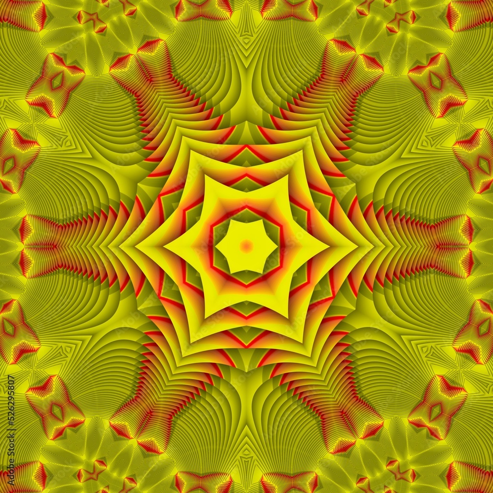 Poster creative vivid yellow triangular concentric and red colour gradient designs