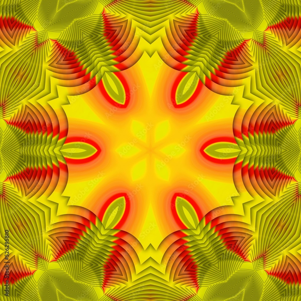 Poster creative vivid yellow triangular concentric and red colour gradient designs