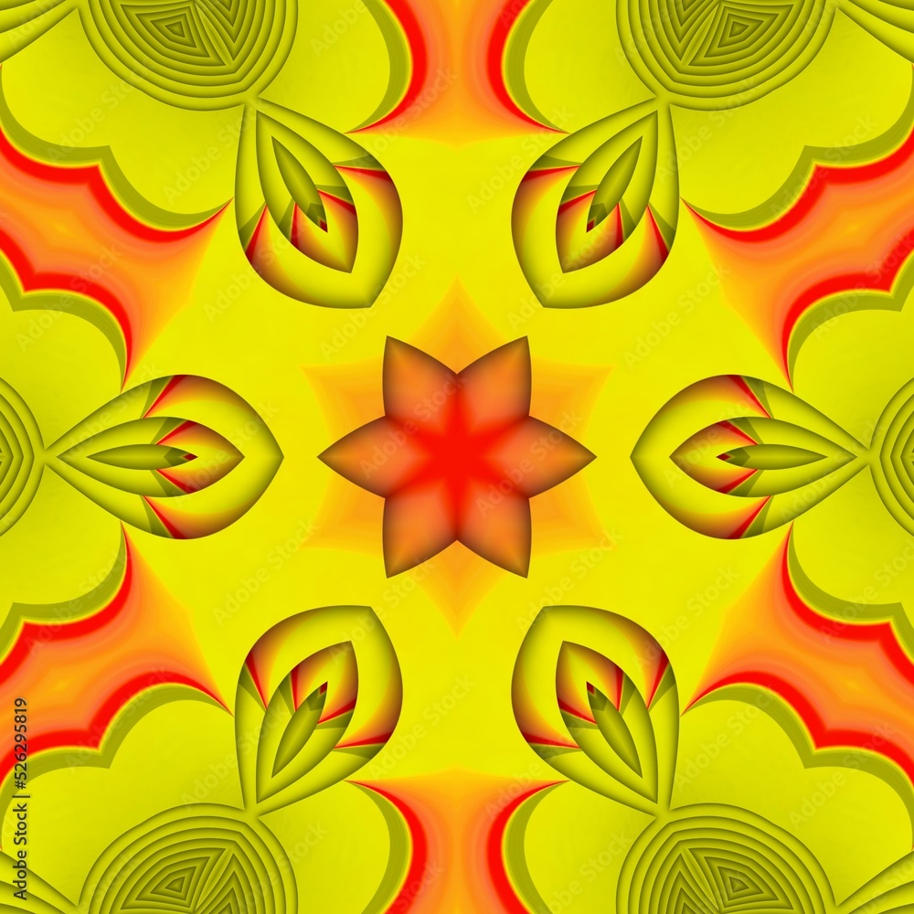 Poster creative vivid yellow triangular concentric and red colour gradient designs