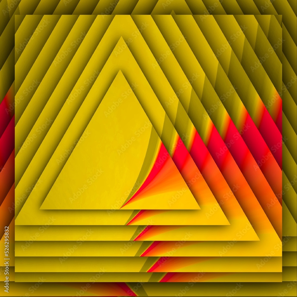 Poster creative vivid yellow triangular concentric and red colour gradient designs