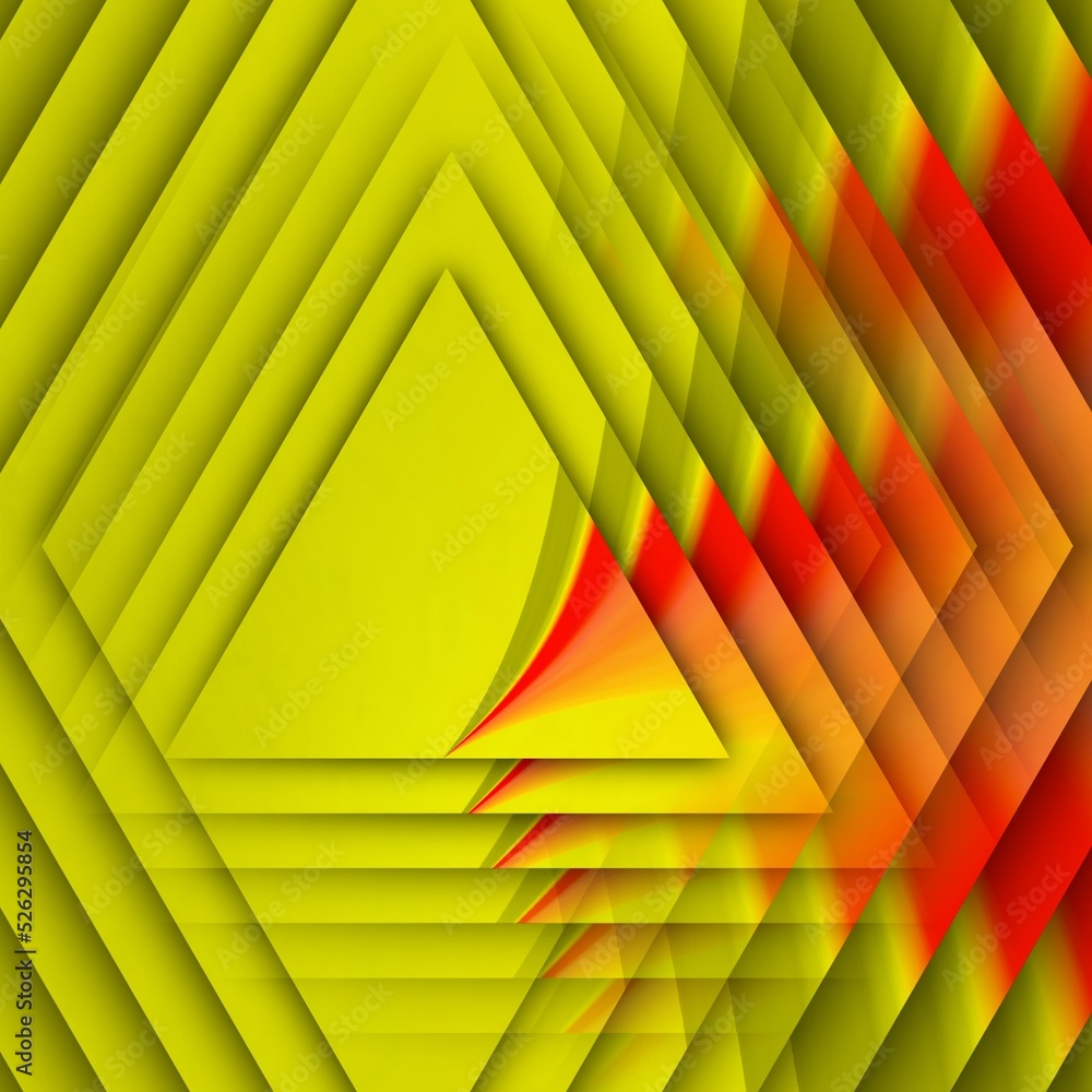Poster creative vivid yellow triangular concentric and red colour gradient designs