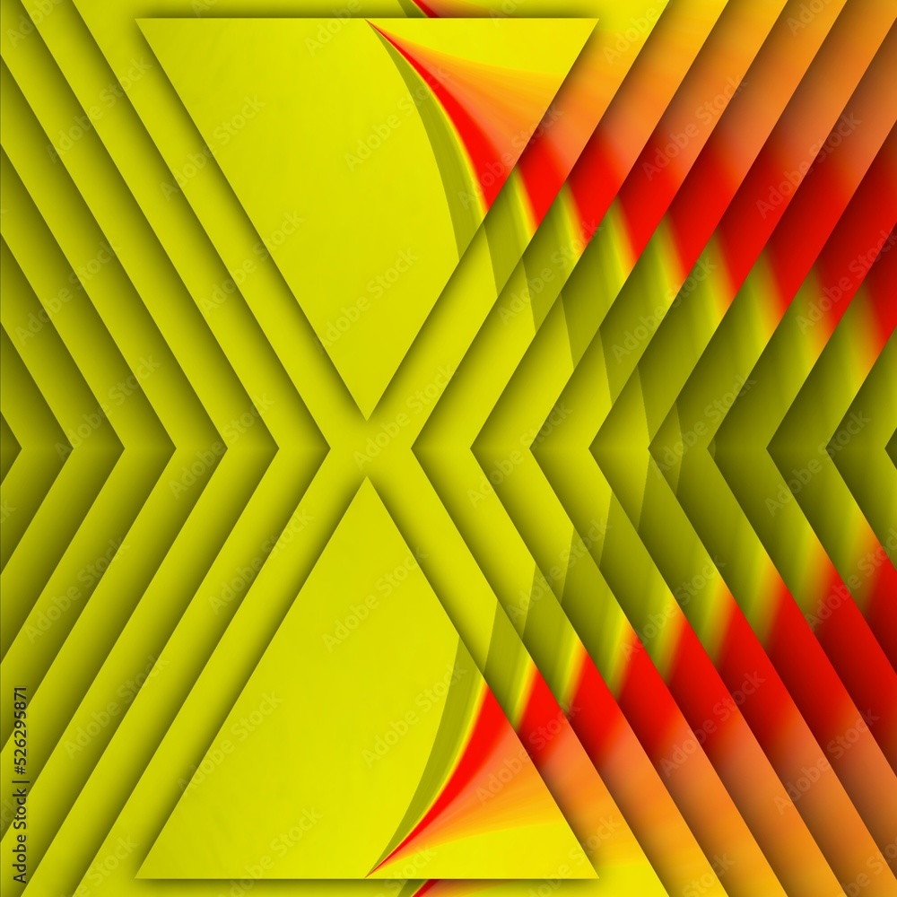 Poster creative vivid yellow triangular concentric and red colour gradient designs