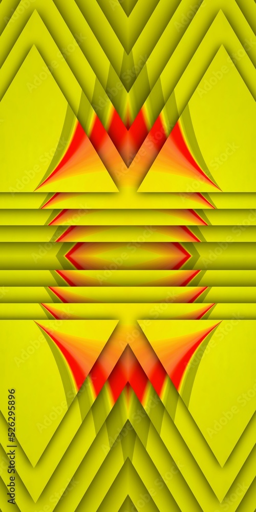 Poster creative vivid yellow triangular concentric and red colour gradient designs