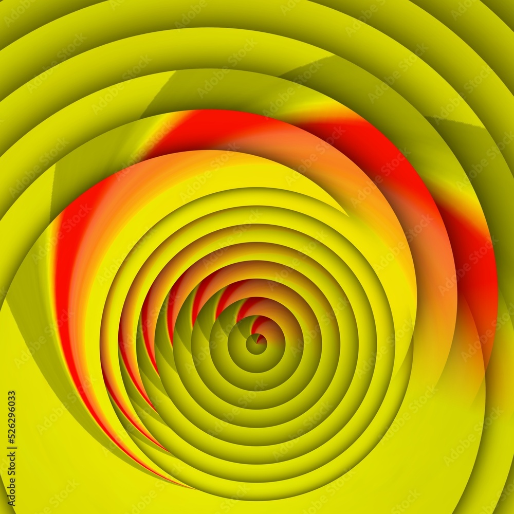Poster creative vivid yellow triangular concentric and red colour gradient designs