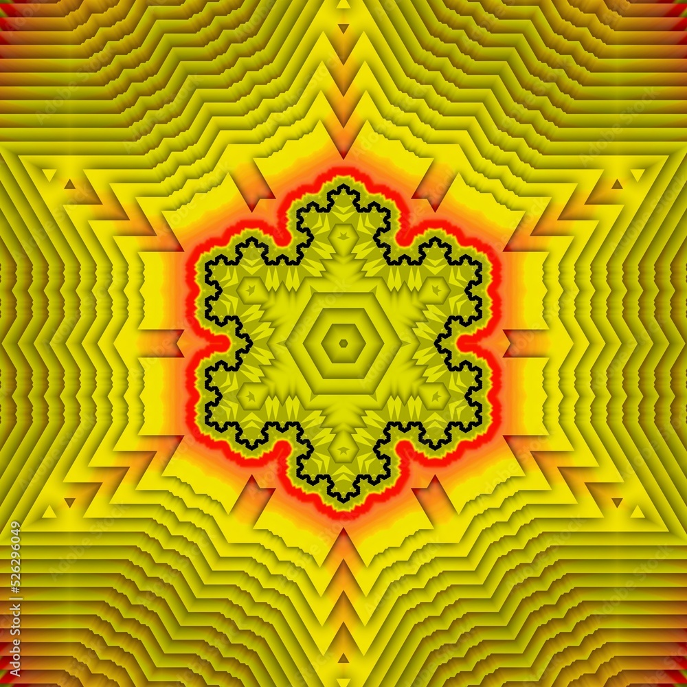 Poster creative vivid yellow triangular concentric and red colour gradient designs