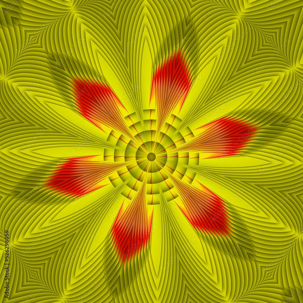 Poster creative vivid yellow triangular concentric and red colour gradient designs