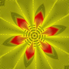 creative vivid yellow triangular concentric and red colour gradient designs