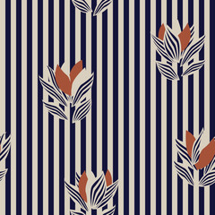 Floral Striped Seamless Pattern Design