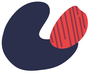 Hand drawing blob and parallel graphic lines hip organic art abstract element