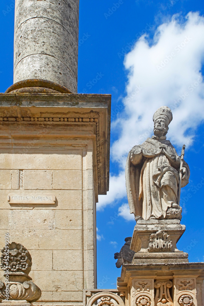 Wall mural maglie, salento, detail of the baroque column of st. mary of grace, apulia, italy