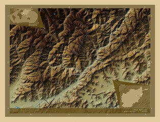 Kunar, Afghanistan. Physical. Labelled points of cities