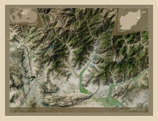 Laghman, Afghanistan. High-res satellite. Labelled points of cities