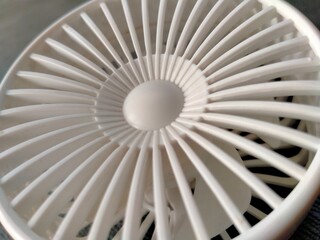 close-up of white mini fan