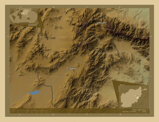 Paktya, Afghanistan. Physical. Labelled points of cities