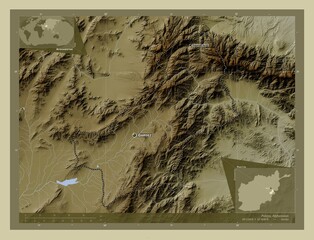 Paktya, Afghanistan. Wiki. Labelled points of cities