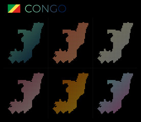 Fototapeta na wymiar Congo dotted map set. Map of Congo in dotted style. Borders of the country filled with beautiful smooth gradient circles. Astonishing vector illustration.