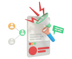 3d illustration of social media marketing