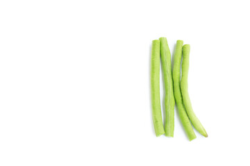 Fresh yardlong bean slice isolated on white background