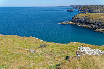 Fototapeta na wymiar View of the coastline from Tintagel castle - Cornwall,