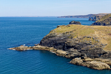 View of the coastline from Tintagel castle - Cornwall,