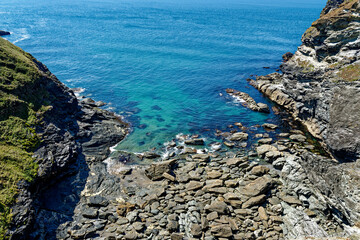 View of the coastline from Tintagel castle - Cornwall,