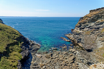 View of the coastline from Tintagel castle - Cornwall,