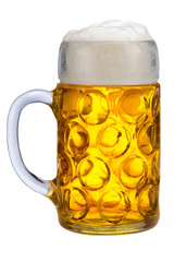 big traditional glass of Bavarian beer at Oktoberfest in Munich - obrazy, fototapety, plakaty