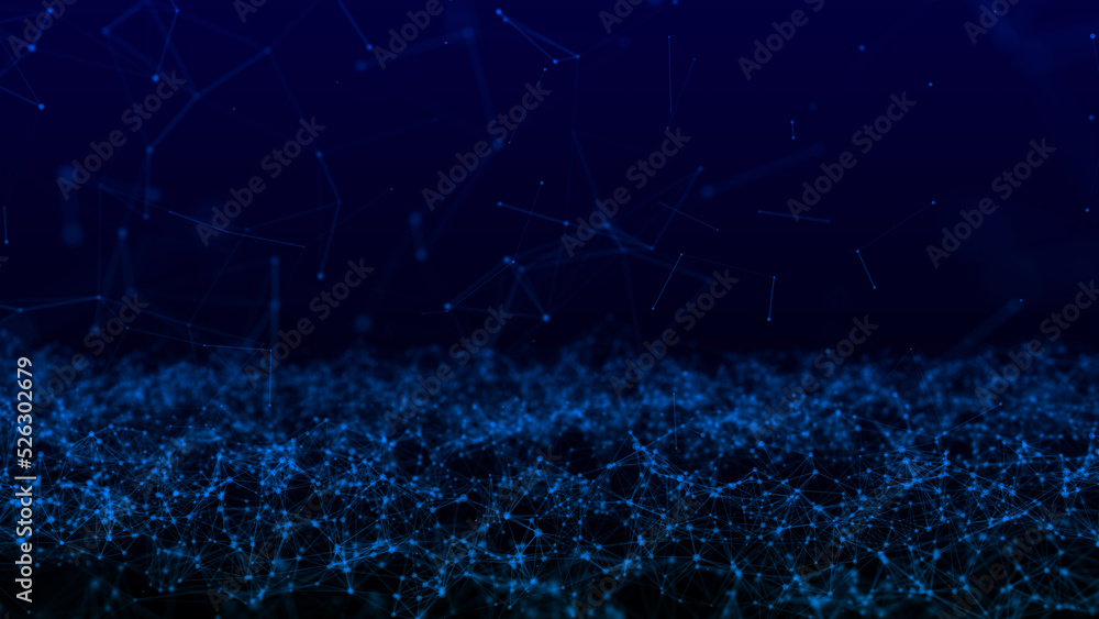Poster data technology illustration. abstract background with a dynamic wave. plexus. 3d rendering.