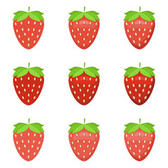 A vector drawn strawberry illustration with various colors and amount of details