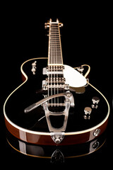 beautiful electric guitar, guitar deck, on a black background, custom