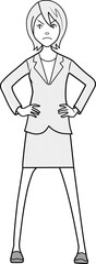 腰に手を当て抵抗するビジネスウーマン