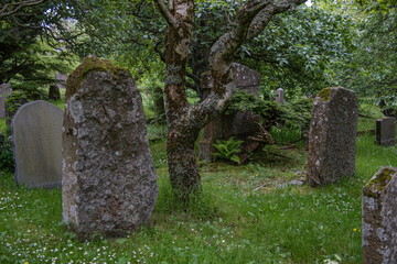 Alte Grabsteine auf dem Alten Friedhof Gamli Kirkjugarður in Torshavn