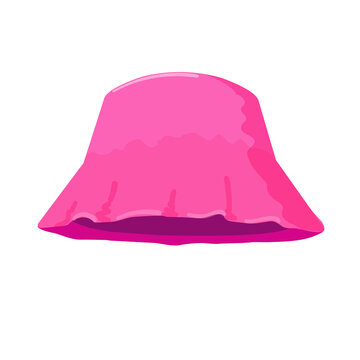 Pink panama, headwear of Kalush. Symbol of Ukraine, Ukrainian fashion. Sun hat isolated icon. Vector illustration.