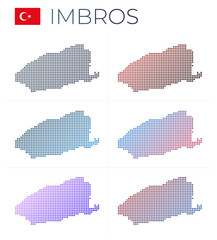 Imbros dotted map set. Map of Imbros in dotted style. Borders of the island filled with beautiful smooth gradient circles. Awesome vector illustration.